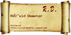 Rövid Demeter névjegykártya